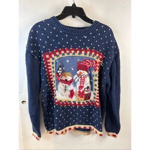 Tiara International Christmas Snowman sweater padded shoulders Large 14/16 (some